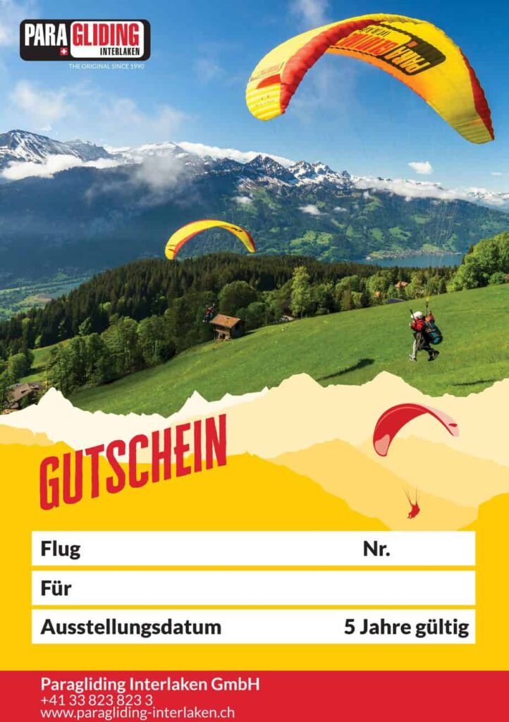 Un vale para volar en parapente: el regalo perfecto 1 Gutschein Paragliding Interlaken Muster scaled 1