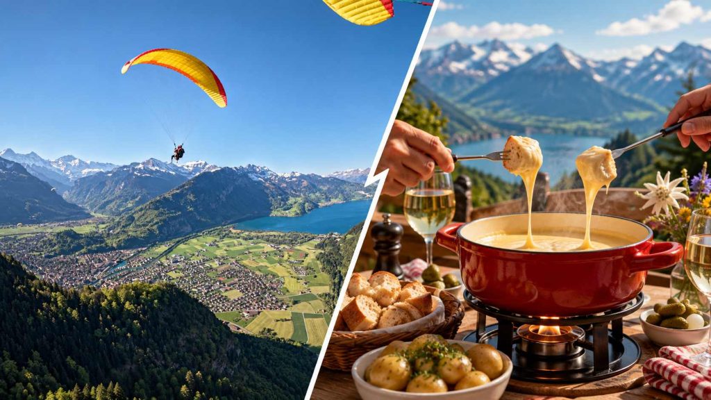 Paragliding Interlaken y fondue de queso suizo en Interlaken